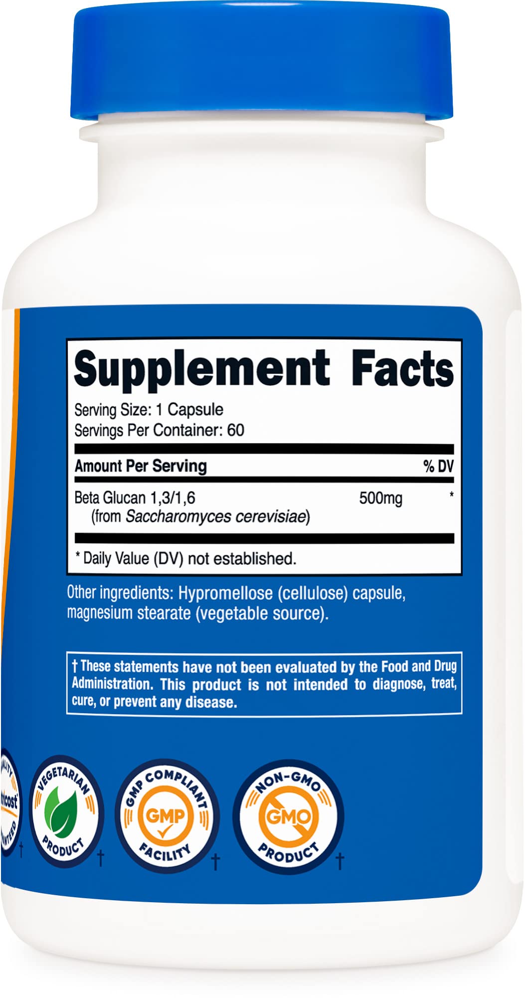 Nutricost Beta Glucan 500mg 1,3/1,6 D-Glucan | 60 Vegetarian Capsules | Gluten Free & Non-GMO (Pack of 2)