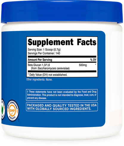 Nutricost Beta Glucan Powder 100g | 1,3/1,6 | Non-GMO