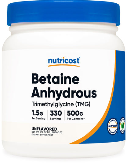 Nutricost Betaine Anhydrous (TMG) Powder 500 Grams
