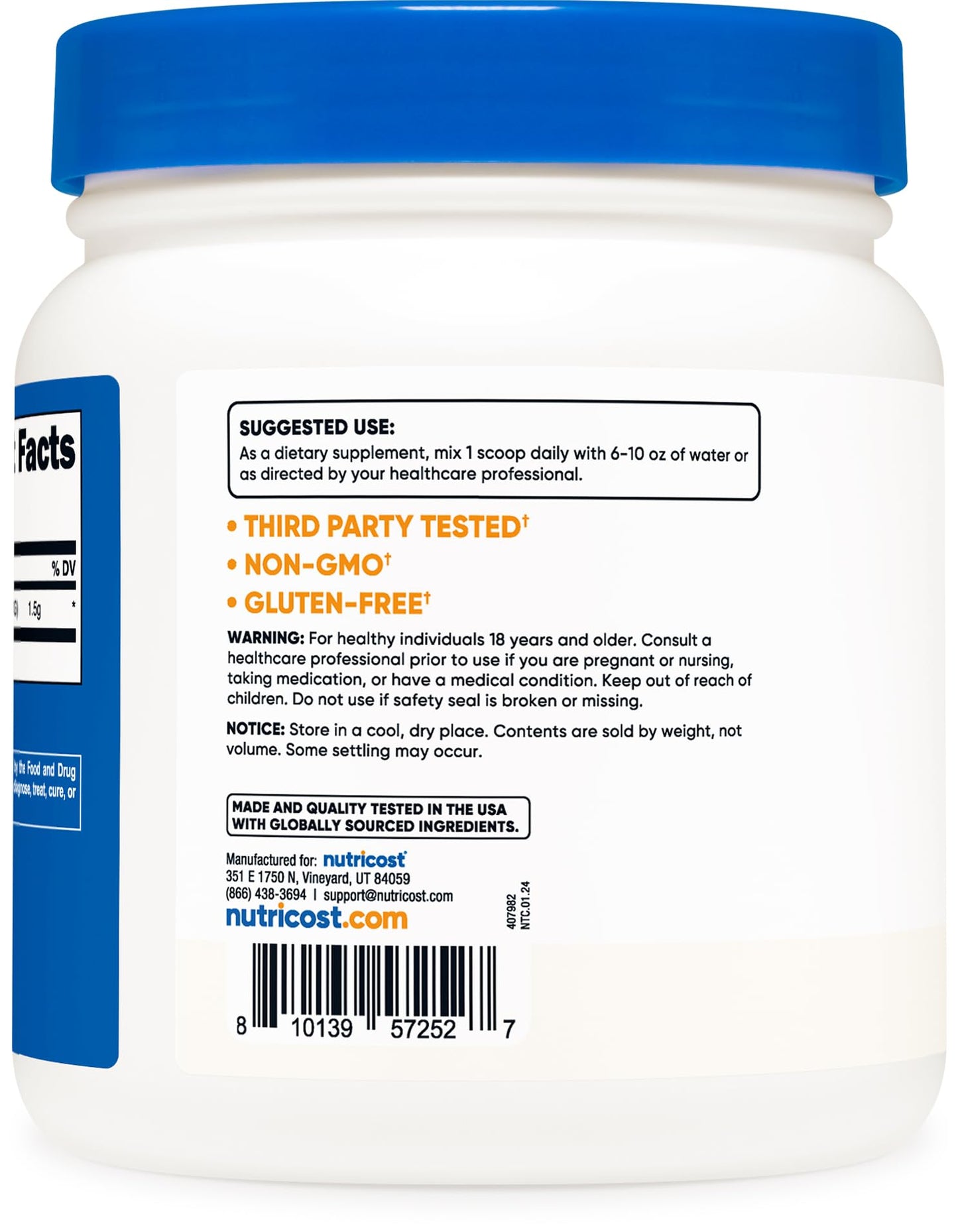 Nutricost Betaine Anhydrous (TMG) Powder 500 Grams