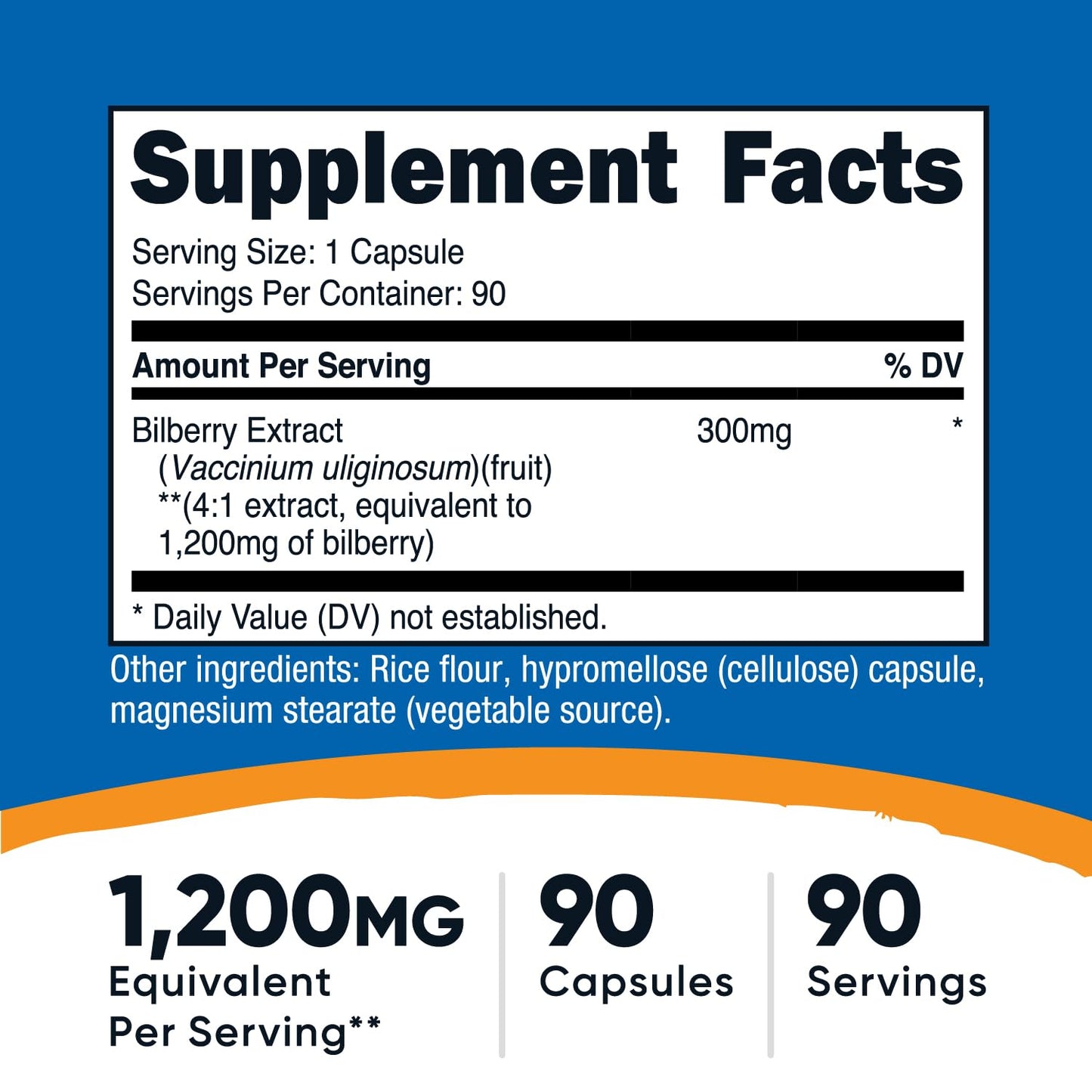 Nutricost Bilberry Capsules 1200mg Equivalent (90 Veg Capsules) – Gluten Free & Non-GMO