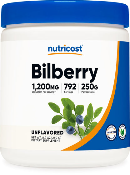 Nutricost Bilberry Powder 250g - 4:1 Bilberry Extract, Gluten Free, Non-GMO