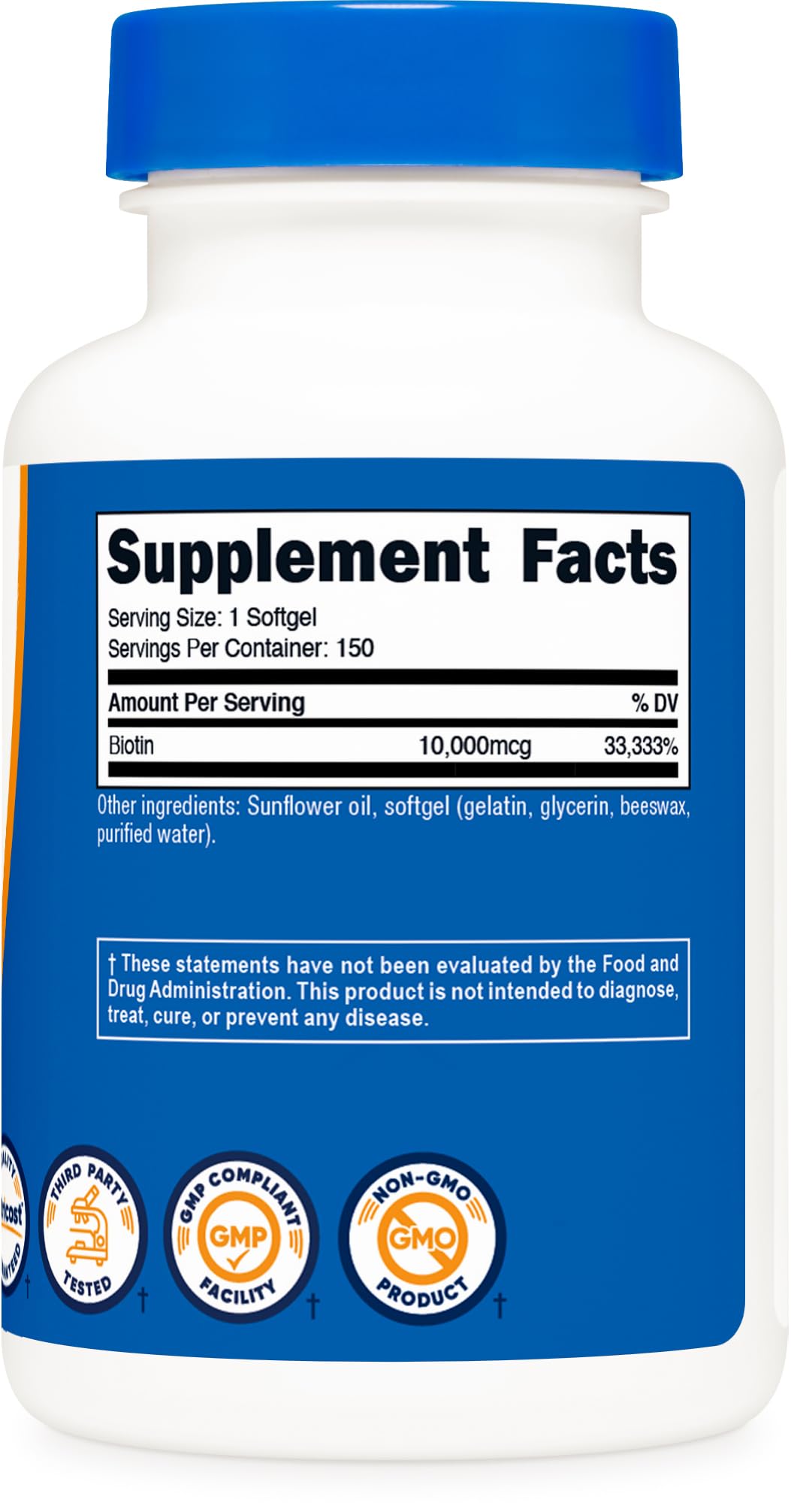 Nutricost Biotin 10,000 mcg - 150 Softgels - Gluten Free, Non-GMO