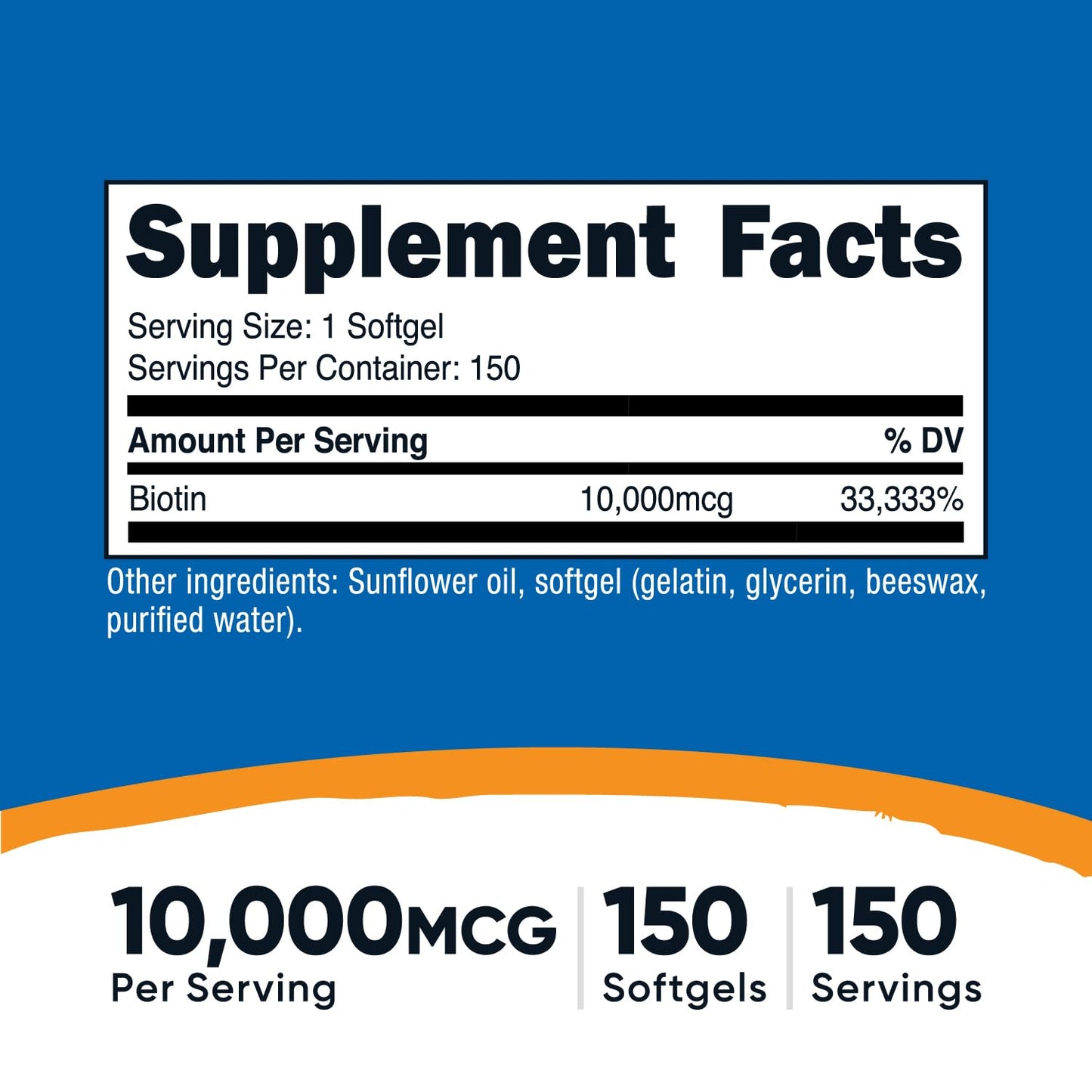 Nutricost Biotin 10,000 mcg - 150 Softgels - Gluten Free, Non-GMO