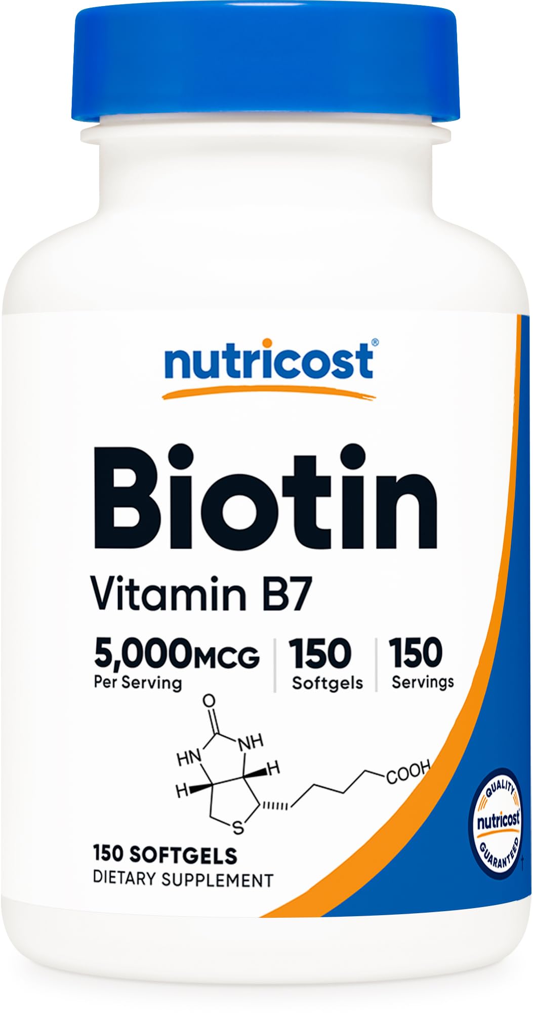 Nutricost Biotin 5,000mcg – 150 Softgels | Vitamin B7, Gluten Free, Non-GMO