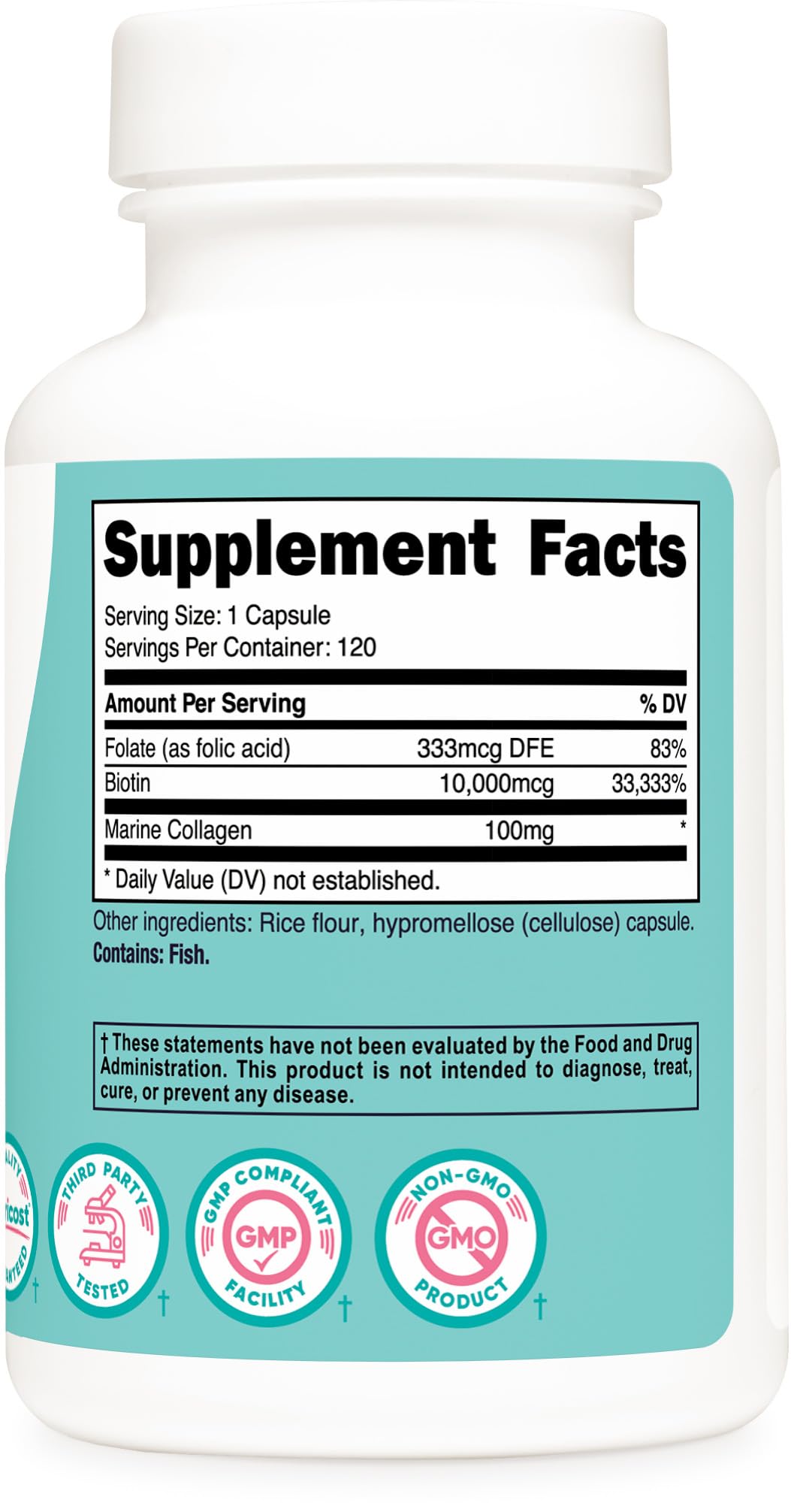 Nutricost Biotin for Women 10,000mcg – 120 Capsules with Folate & Collagen