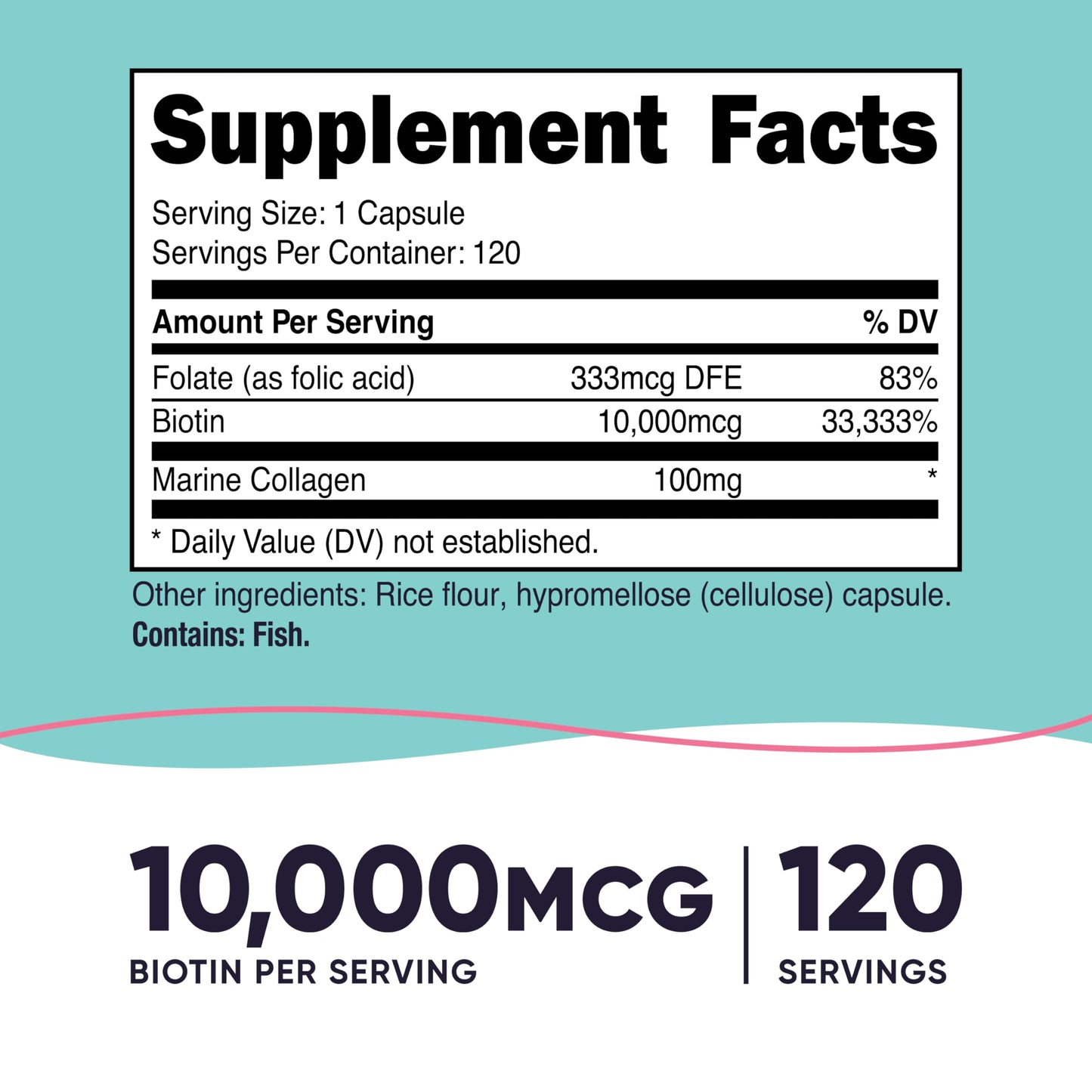 Nutricost Biotin for Women 10,000mcg – 120 Capsules with Folate & Collagen