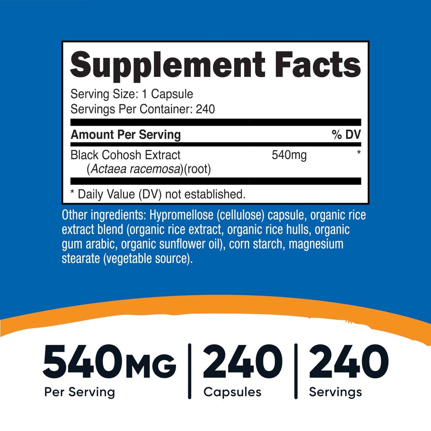 Nutricost Black Cohosh 540mg 240 Capsules - Non-GMO Gluten Free