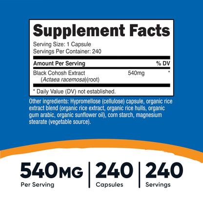 Nutricost Black Cohosh 540mg 240 Capsules - Non-GMO Gluten Free