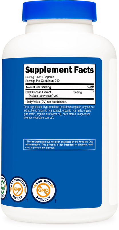 Nutricost Black Cohosh 540mg 240 Capsules - Non-GMO Gluten Free