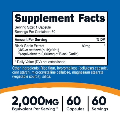Nutricost Black Garlic (2,000 mg Equivalent) 60 Capsules - Aged Black Garlic Extract