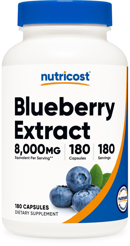 Nutricost Blueberry Extract 8000mg Equivalent (50:1) - 180 Vegetarian Capsules BritishVita | Premium UK Vitamins & Wellness Supplements