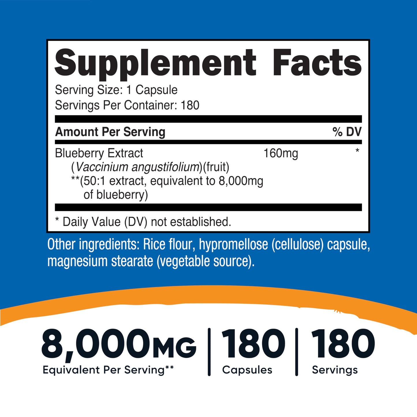 Nutricost Blueberry Extract 8000mg Equivalent (50:1) - 180 Vegetarian Capsules