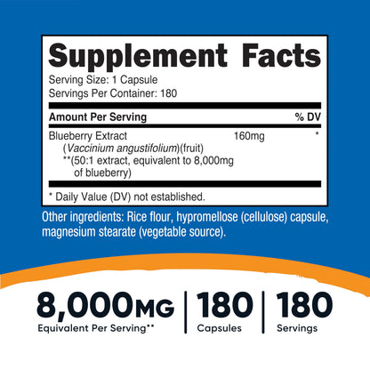 Nutricost Blueberry Extract 8000mg Equivalent (50:1) - 180 Vegetarian Capsules