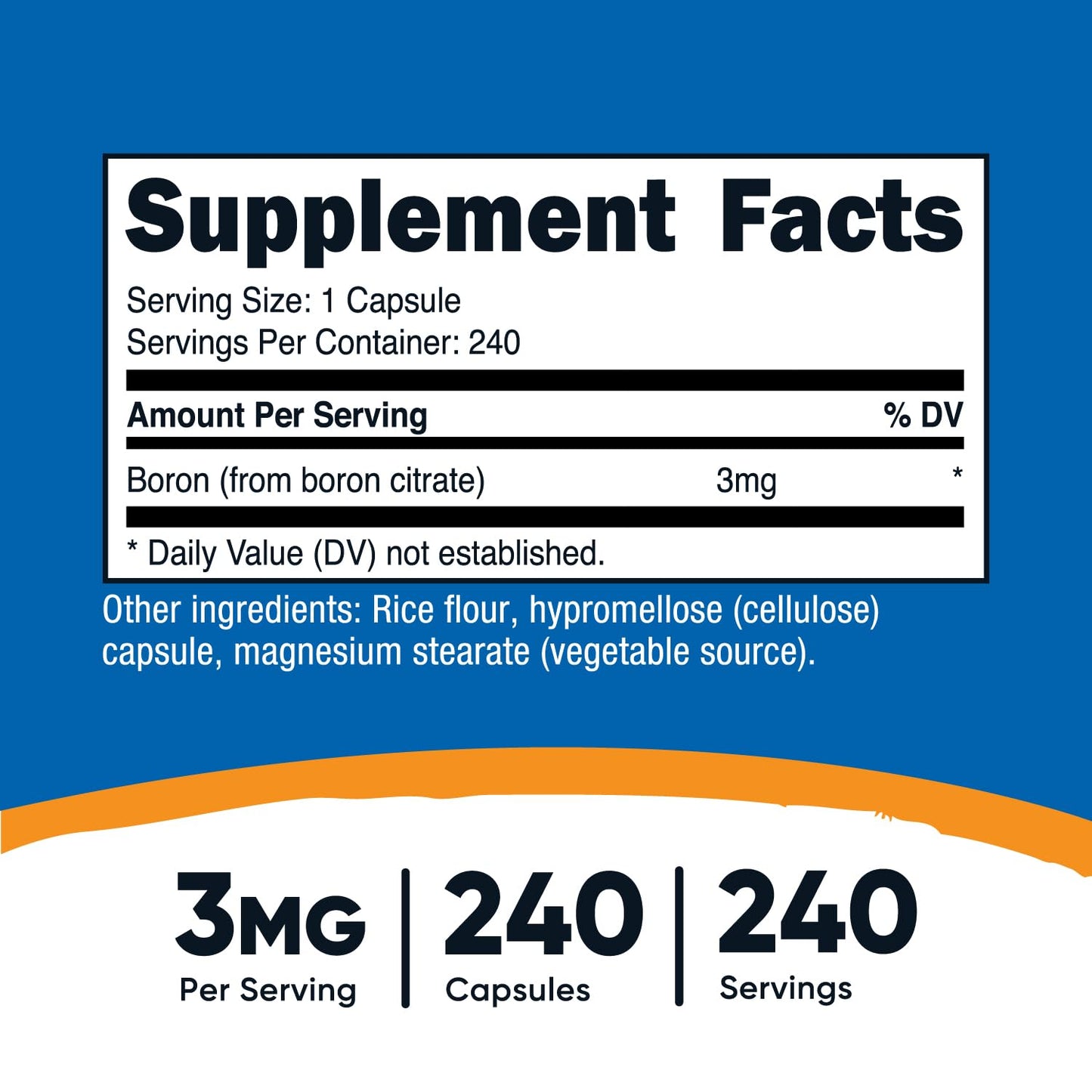 Nutricost Boron 3mg Supplement – 240 Vegetarian Capsules | Gluten Free & Non-GMO