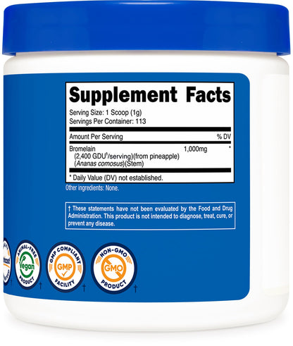 Nutricost Bromelain Powder 4 oz – Non-GMO, Vegetarian, Gluten Free | 1,000mg per Serving