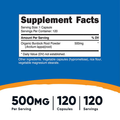 Nutricost Burdock Root 500mg - 120 Capsules | Gluten Free, Non-GMO