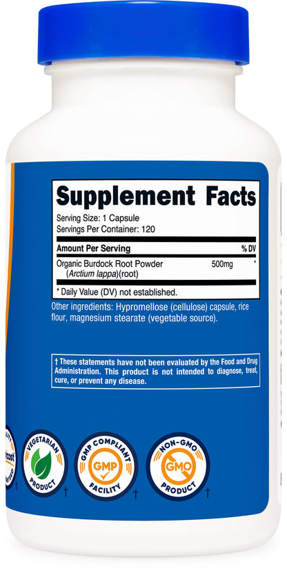 Nutricost Burdock Root 500mg - 120 Capsules | Gluten Free, Non-GMO
