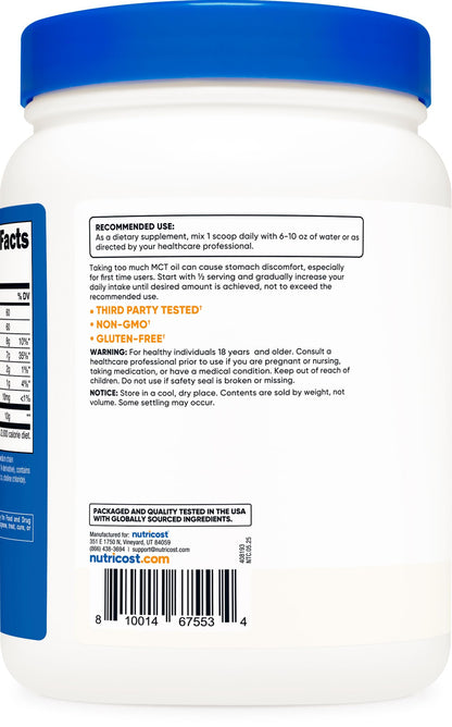 Nutricost C8 MCT Oil Powder 1LB (16.2oz) - 95% C8 MCT Oil Powder