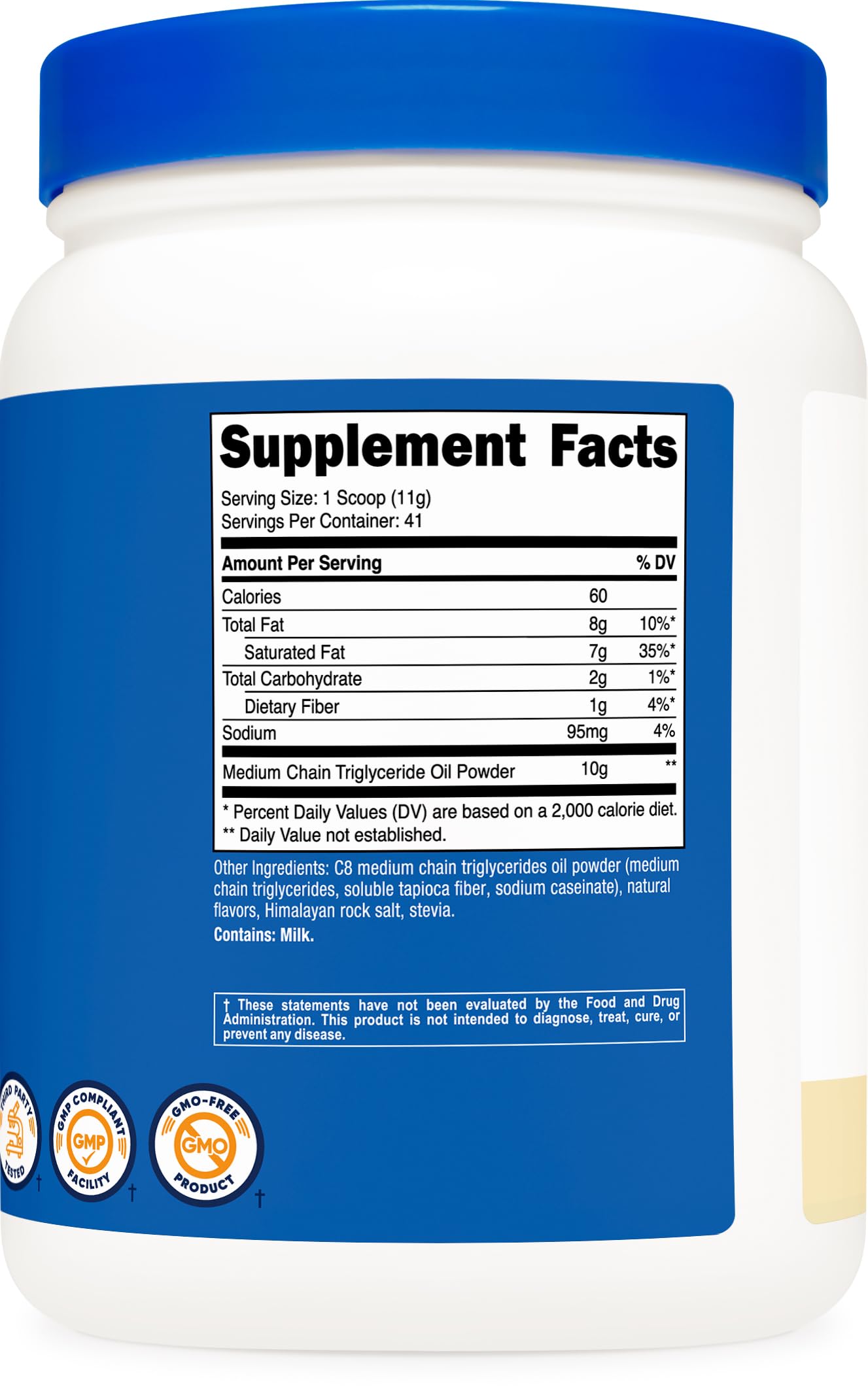 Nutricost C8 MCT Oil Powder 95% C8 – Vanilla (1LB) | Keto, Non-GMO, Gluten Free