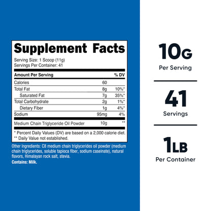 Nutricost C8 MCT Oil Powder 95% C8 – Vanilla (1LB) | Keto, Non-GMO, Gluten Free