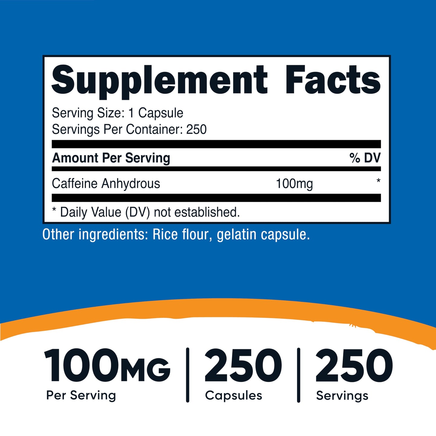 Nutricost Caffeine Pills 100mg per Serving – 250 Capsules | Energy & Focus