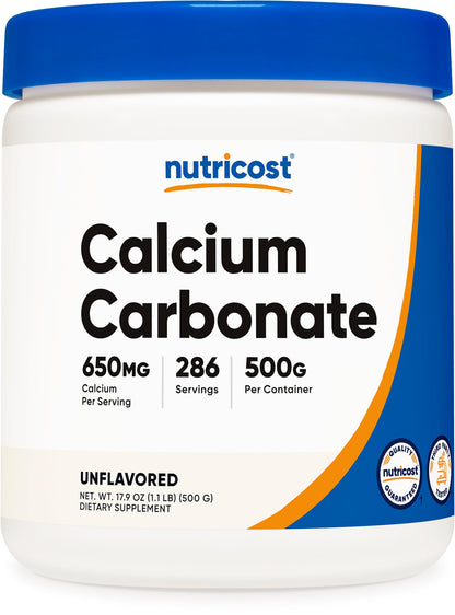 Nutricost Calcium Carbonate Powder 500 Grams | 650 mg per Serving