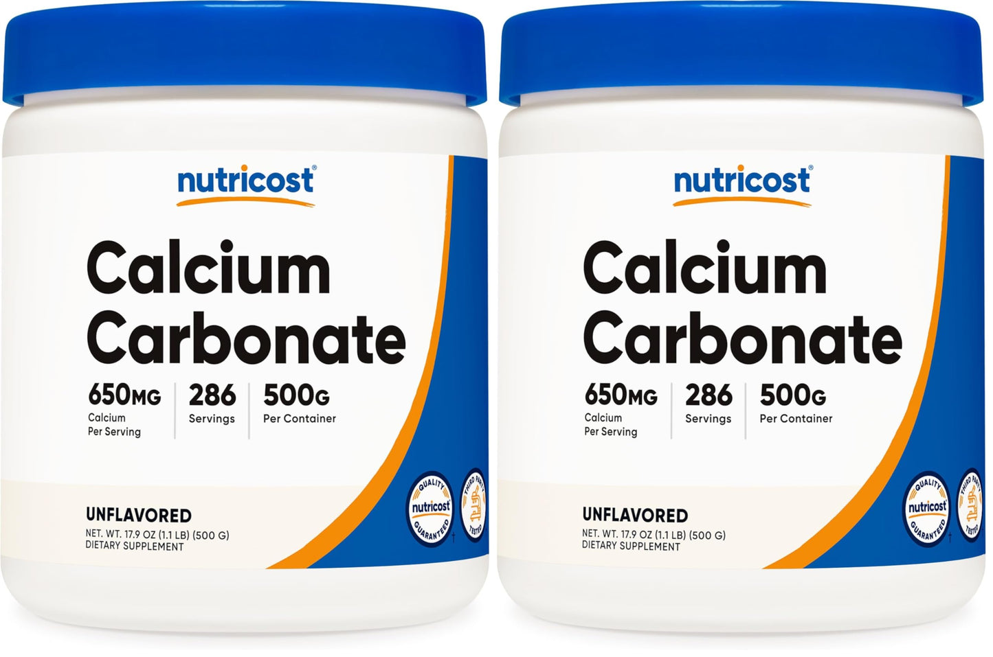 Nutricost Calcium Carbonate Powder 500 Grams (Pack of 2) – 650mg Calcium per Serving