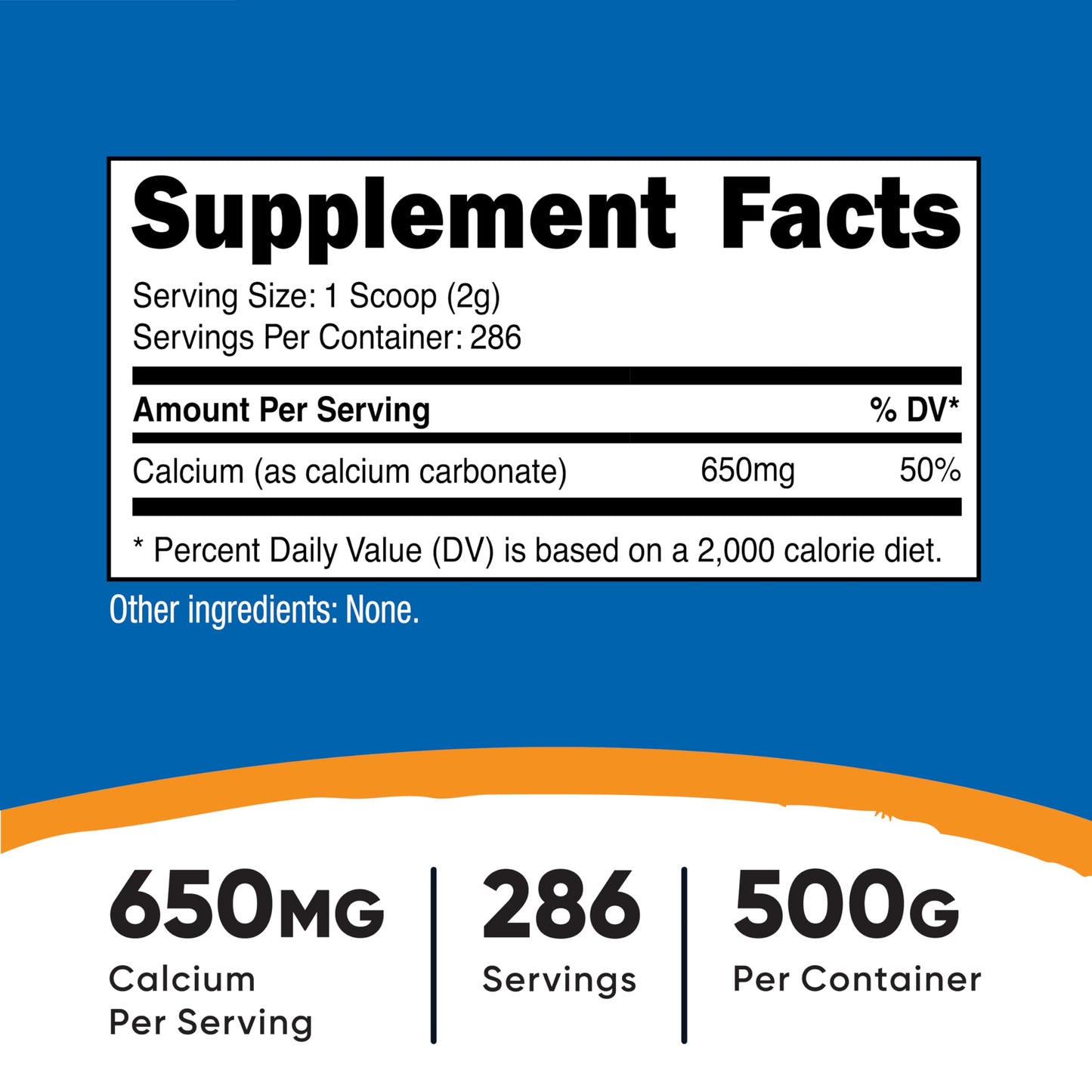 Nutricost Calcium Carbonate Powder 500 Grams (Pack of 2) – 650mg Calcium per Serving