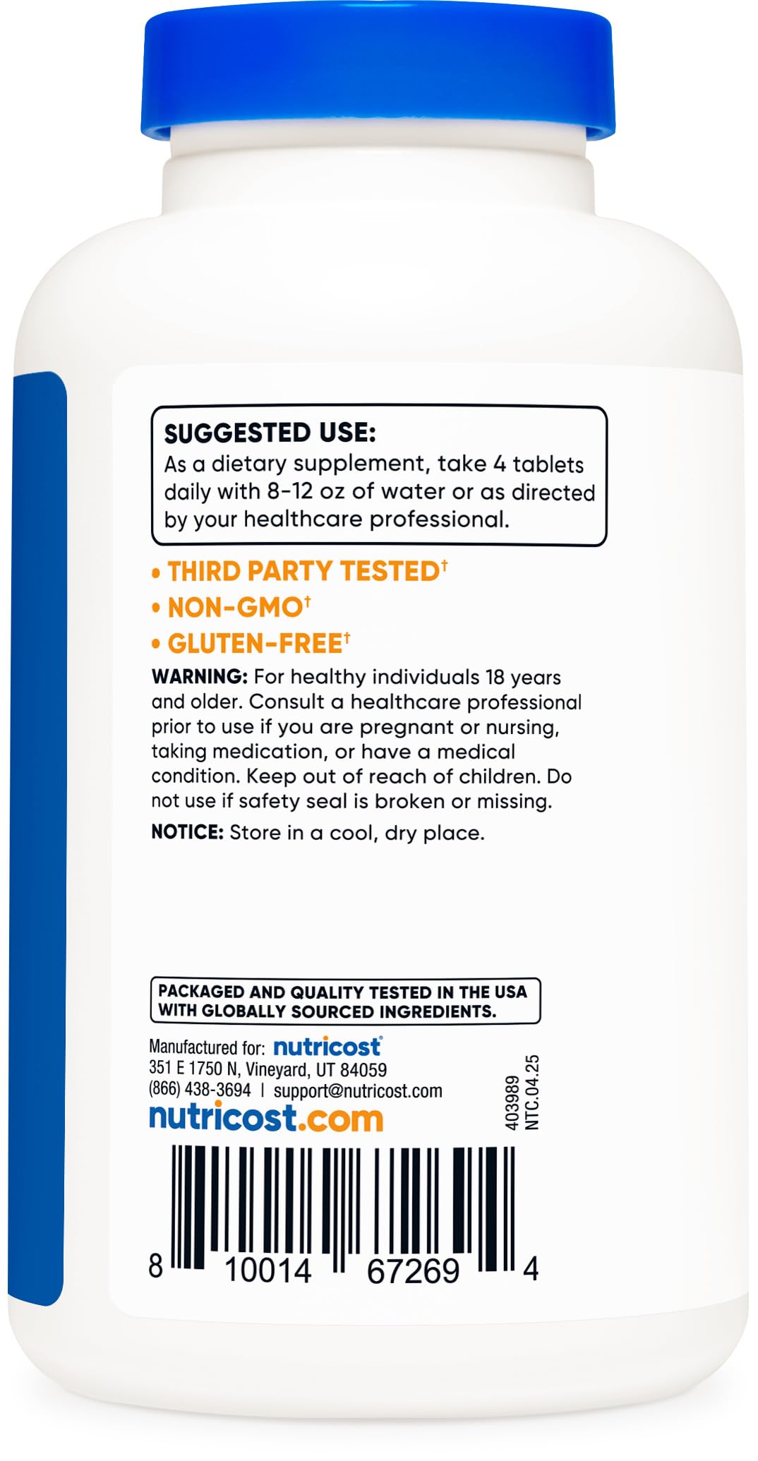 Nutricost Calcium & Magnesium Carbonate – 240 Tablets, 1200mg Ca / 150mg Mg, Gluten Free, Non-GMO