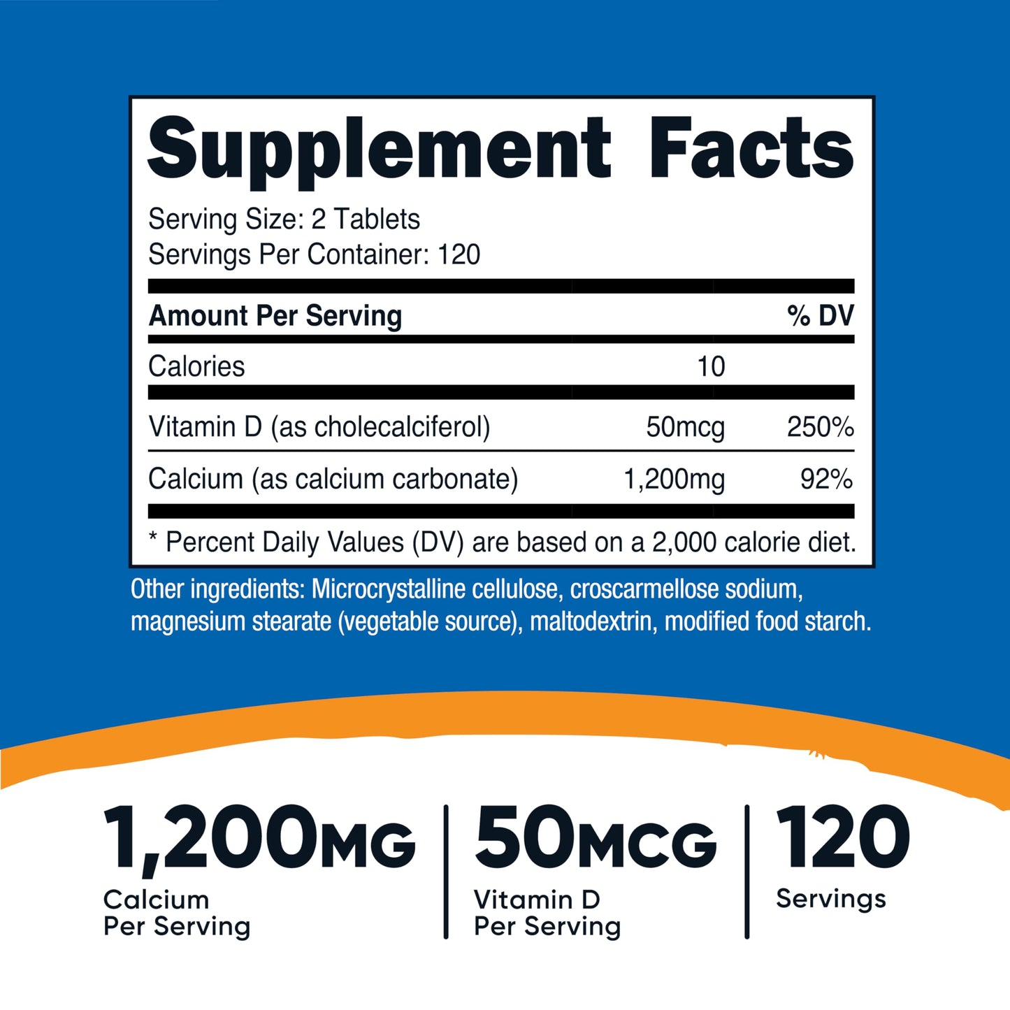 Nutricost Calcium with Vitamin D | 1200mg Calcium, 50 mcg Vitamin D per Serving | 240 Tablets | Gluten Free & Non-GMO