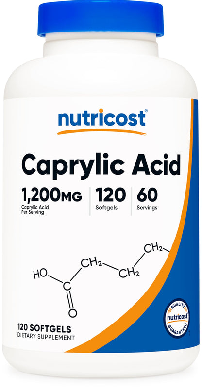 Nutricost Caprylic Acid 1200mg, 120 Softgels – GMO Free, Gluten Free