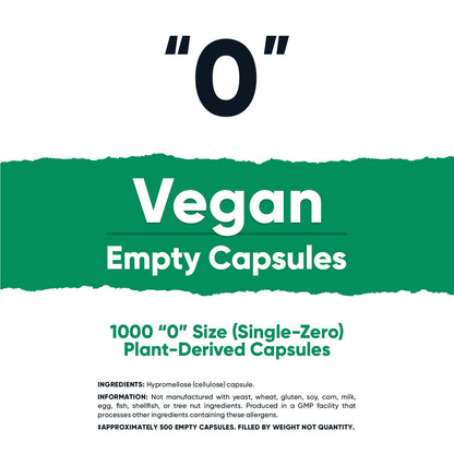 Nutricost Size 0 Empty Capsules - 1,000 Clear Plant-Based Capsules (Kosher, Halal, Non-GMO)