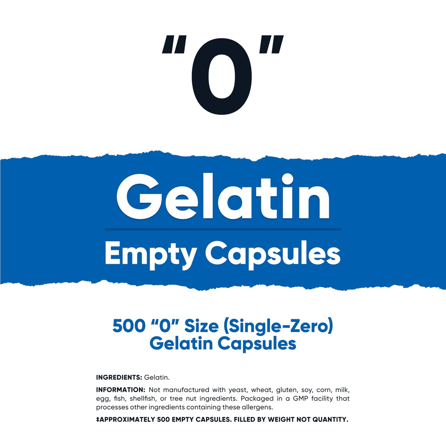 Nutricost Empty Gelatin Capsules Size 0 (500 Count) – Clear, Kosher, Non-GMO, Soy Free, Gluten Free