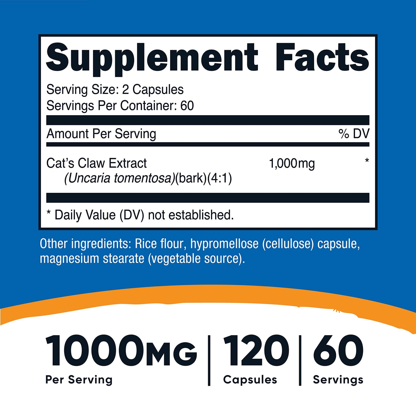 Nutricost Cat's Claw 1000mg - 120 Vegetarian Capsules | Non-GMO & Gluten Free