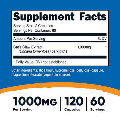 Nutricost Cat's Claw 1000mg - 120 Vegetarian Capsules | Non-GMO & Gluten Free