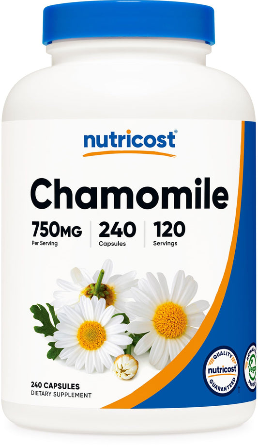 Nutricost Chamomile 750mg – 240 Veggie Capsules (120 Servings) BritishVita | Premium UK Vitamins & Wellness Supplements