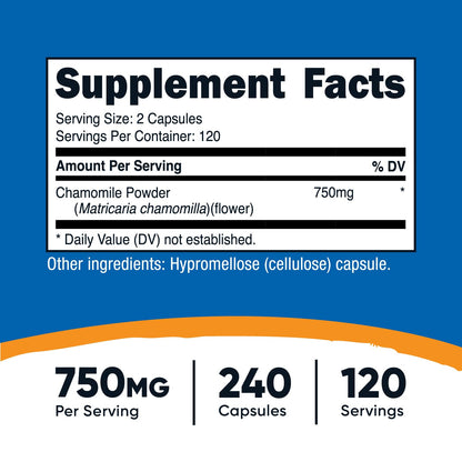 Nutricost Chamomile 750mg – 240 Veggie Capsules (120 Servings)