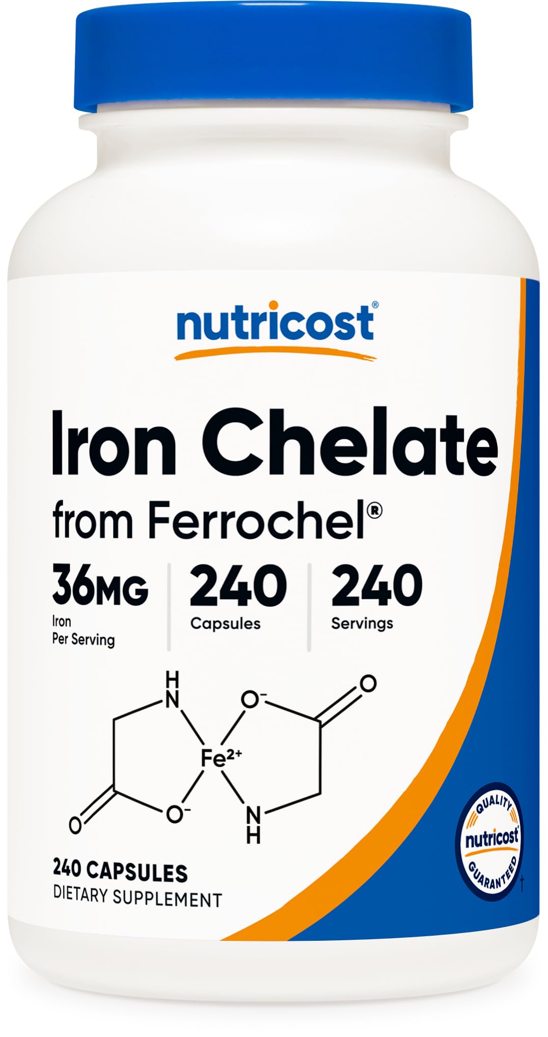 Nutricost Chelated Iron (Ferrochel) 36mg – 240 Capsules