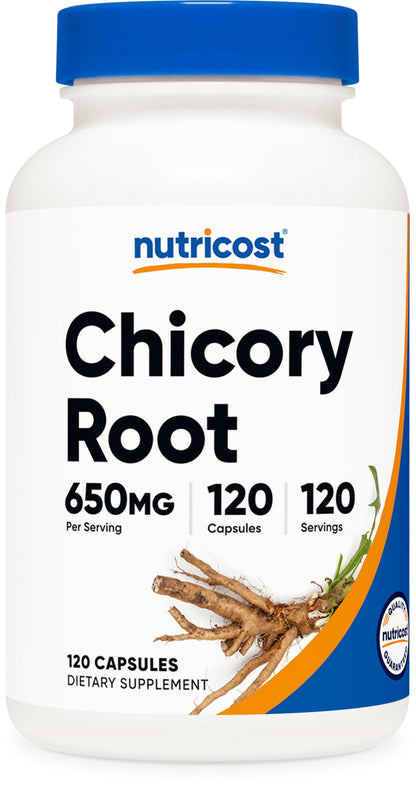 Nutricost Chicory Root 650mg per Capsule – 120 Plant-Based Capsules, Non-GMO & Gluten Free