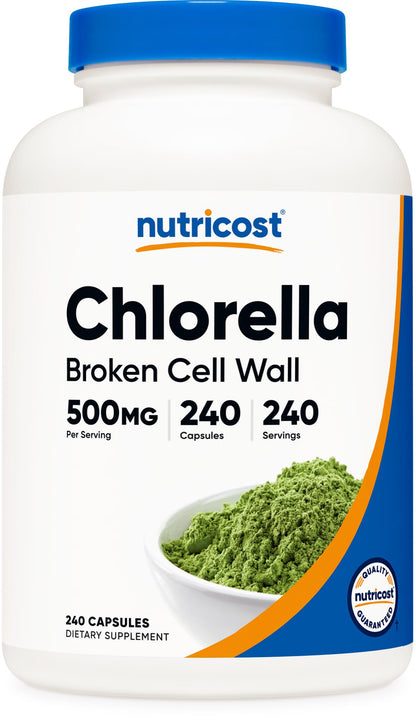 Nutricost Chlorella Capsules 500mg – 240 Veggie Capsules | Non-GMO & Gluten Free