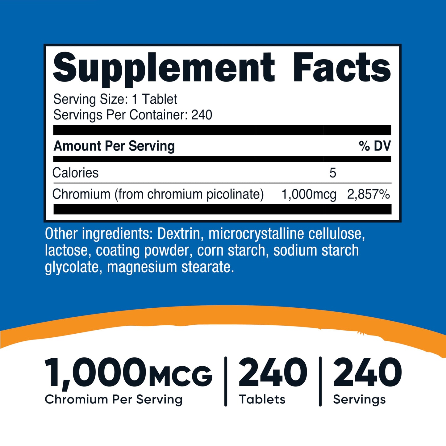 Nutricost Chromium 1000mcg - 240 Tablets | Gluten Free, Non-GMO