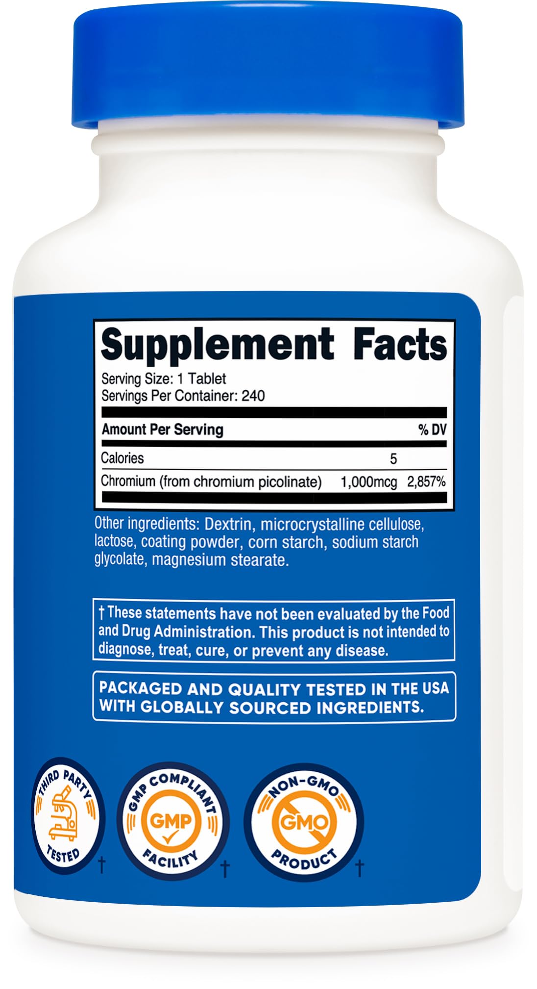 Nutricost Chromium 1000mcg - 240 Tablets | Gluten Free, Non-GMO