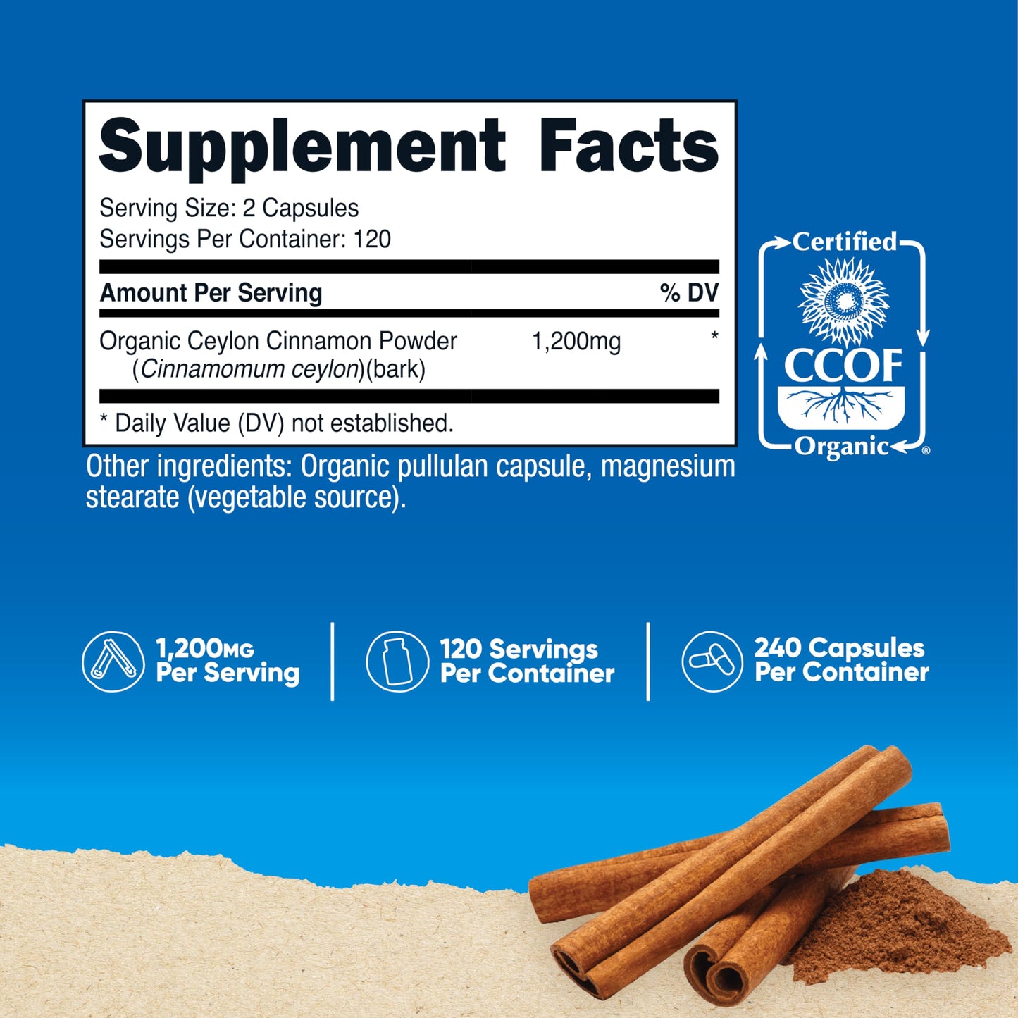 Nutricost Cinnamon Capsules (240) – 1200mg per Serving | Gluten-Free