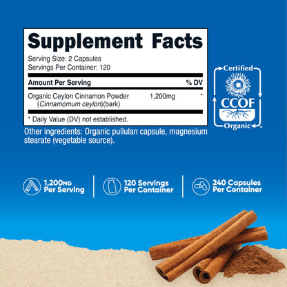 Nutricost Cinnamon Capsules (240) – 1200mg per Serving | Gluten-Free