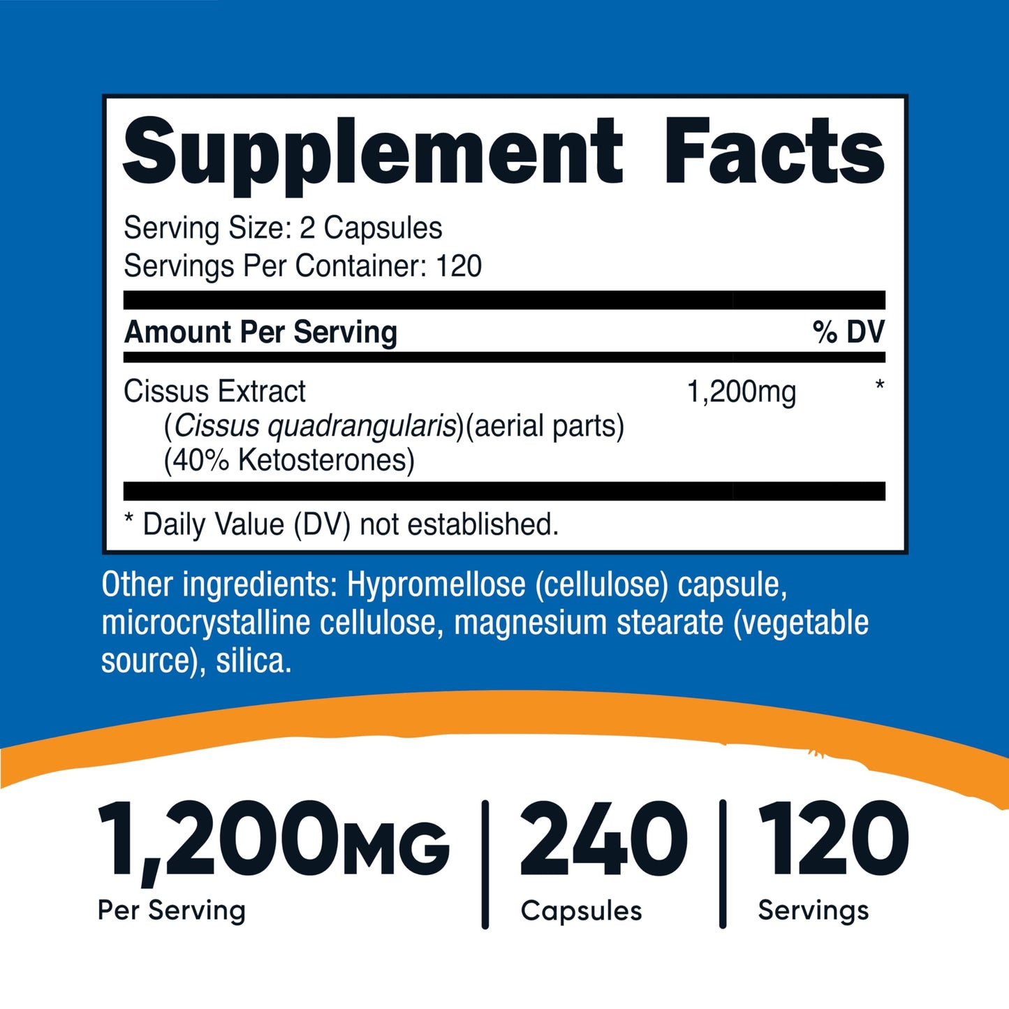 Nutricost Cissus Quadrangularis 1200mg – 240 Capsules | Gluten Free, Non-GMO, Vegetarian