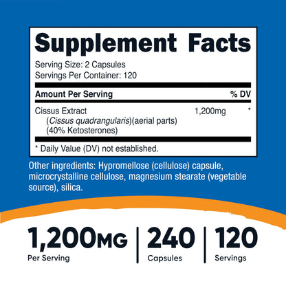 Nutricost Cissus Quadrangularis 1200mg – 240 Capsules | Gluten Free, Non-GMO, Vegetarian