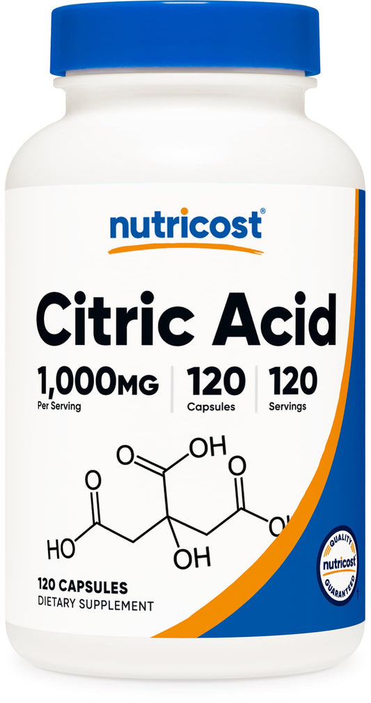 Nutricost Citric Acid 1000mg (1g) - 120 Capsules - Gluten Free, Non-GMO BritishVita | Premium UK Vitamins & Wellness Supplements