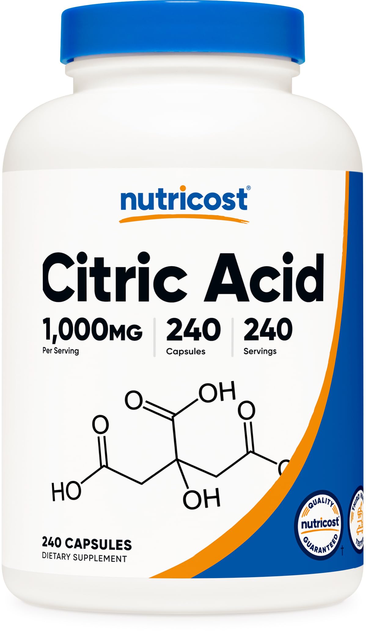 Nutricost Citric Acid 1000mg — 240 Capsules | Gluten Free, Non-GMO