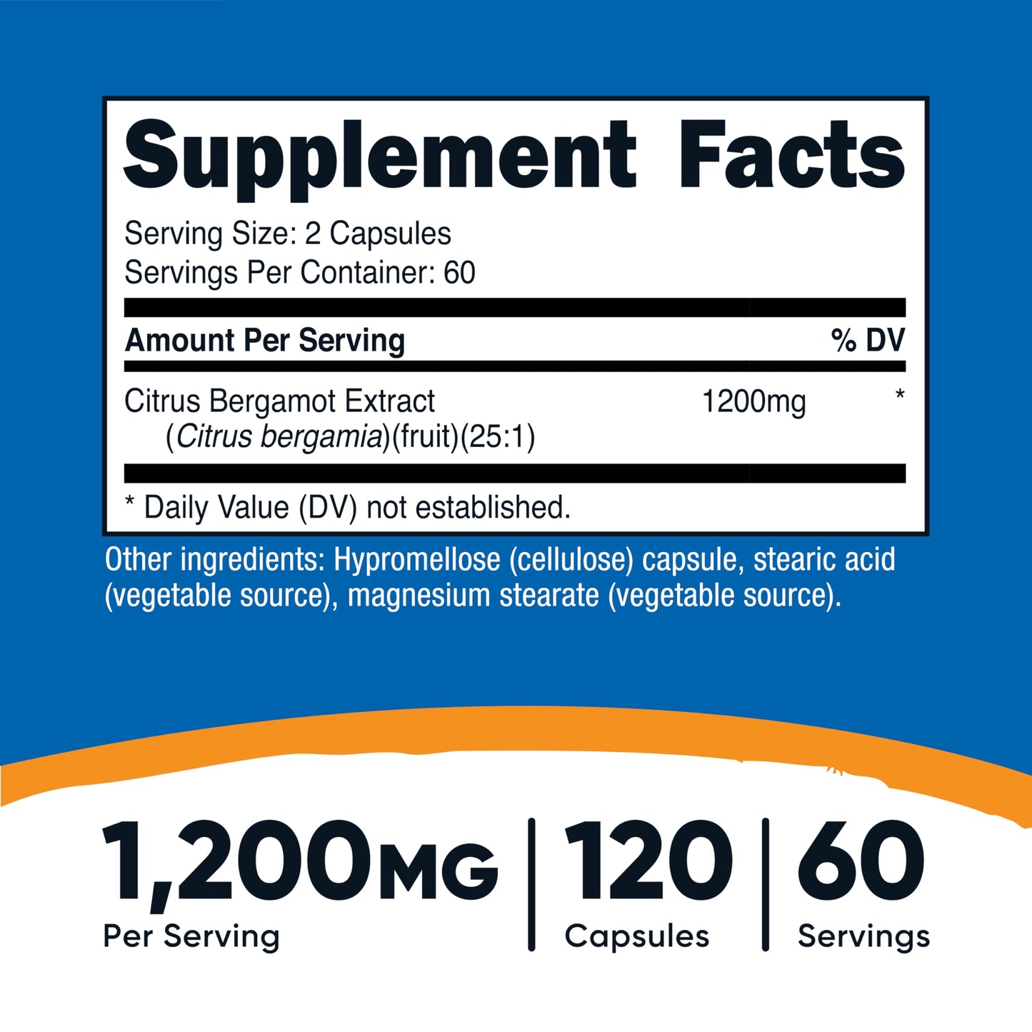 Nutricost Citrus Bergamot Capsules 1,200 mg – 25:1 Extract, 60 Servings (Pack of 2)